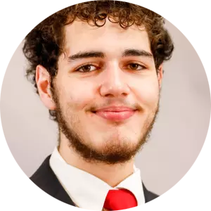 Me in a suit for the welcome section